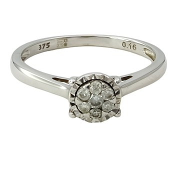 9ct white gold Diamond 0.15cts Cluster Ring size N